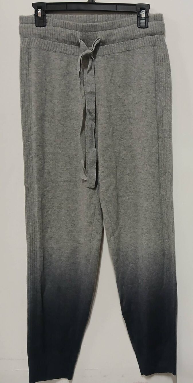 Splendid women medium gray 100% cashmere jogger lounge pants loose fit two tone